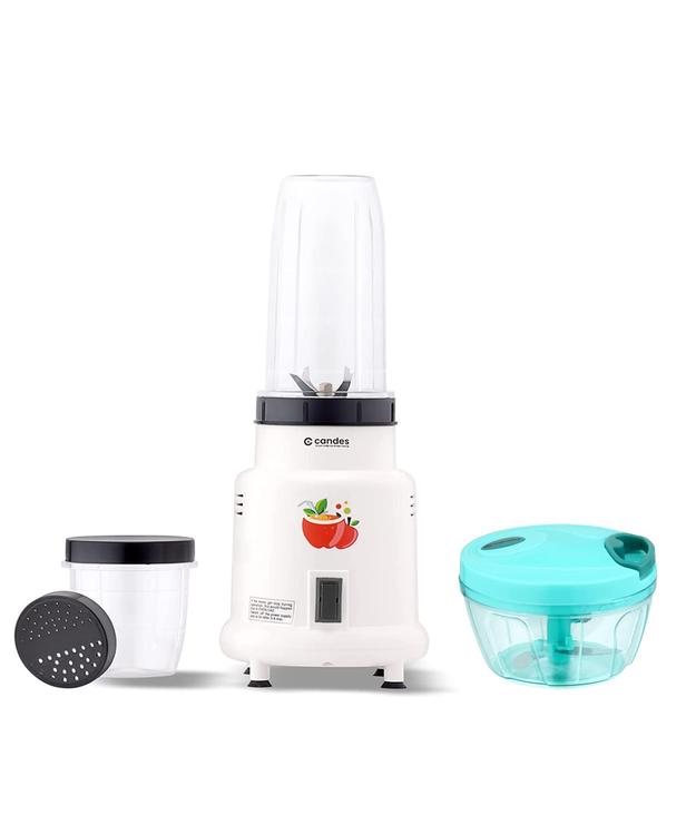 Candes Hector Nutri Blender Complete Kitchen Machine, 22000 RPM, SS Blades, 2 Unbreakable Jars, 1 Years Warranty, 400-Watts (White) + Quick Hand Vegetables & Fruits Chopper - Green (Super Combo)