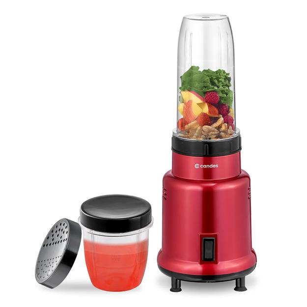 Candes Hector Pro Nutri Blender, 22000 RPM Mixer Grinder, Blender, Chopper, Juicer, Stainless Steel Blades, 2 Unbreakable Jars, 1 Years Warranty | 500-Watts (Red)