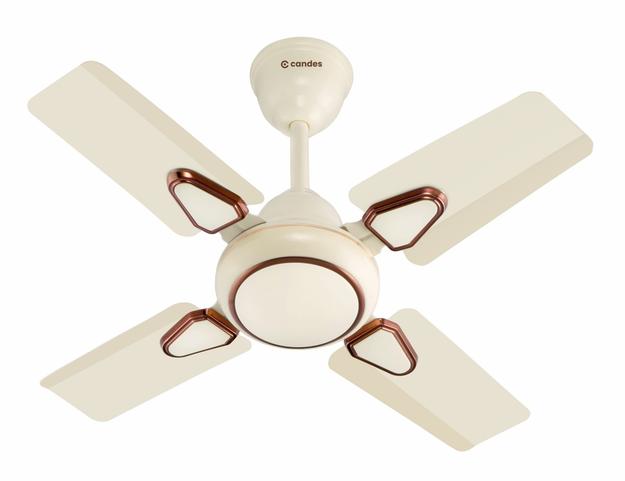 Candes Brio Turbo 600 mm / 24 Inch High Speed 4 Blade Anti-Dust Ceiling Fan Suitable for Kitchen/Veranda/Balcony/Small Room (Pack of 1,Ivory)