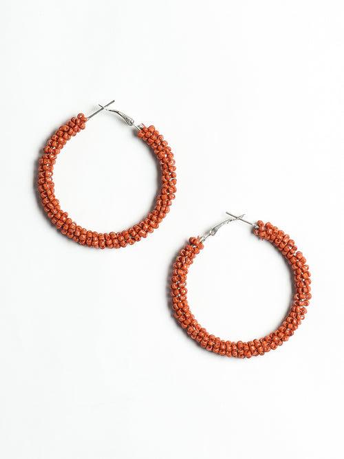 Rustic Orange Seed Beaded Earing