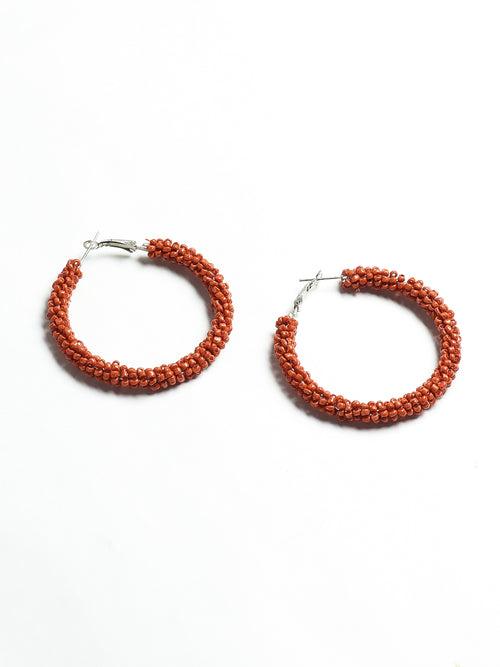 Rustic Orange Seed Beaded Earing