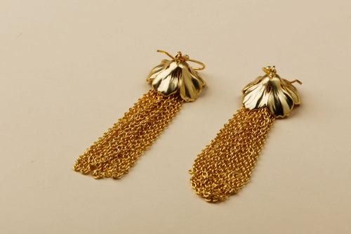 ANTIQUE BRASS FLOWER EARINGS