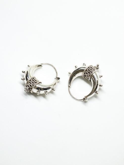 Silver Bead Hoop Earings