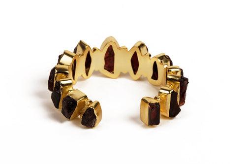 Amazing Garnet Gold Cuff Bracelet