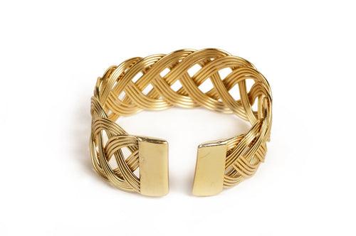 Braided Cuff Gold Bracelet