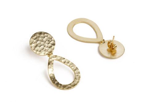 Classsy Hammered Disc and Drop Earring