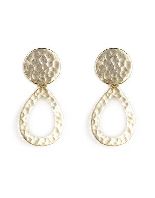 Classsy Hammered Disc and Drop Earring