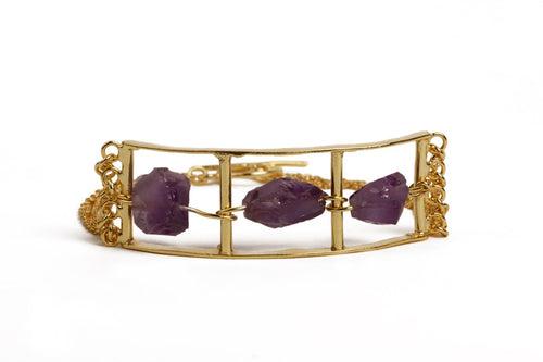 Fantastic Amethyst Chain Gold Bracelet