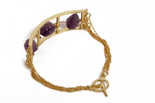 Fantastic Amethyst Chain Gold Bracelet