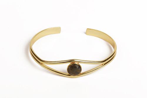 Futuristic Labrodorite Cuff Gold Bracelet