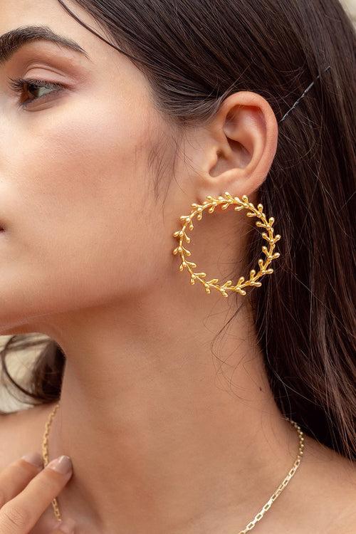 Leaf Hoop Earrings