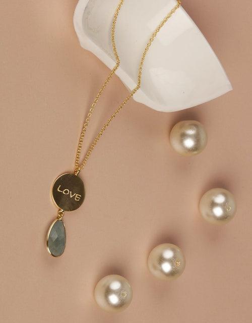 Moody Aqua Chalcedony Statement Gold Pendant Necklace