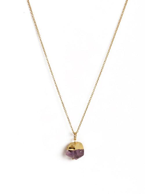 Rich Amethyst Rough Gold Pendant Necklace