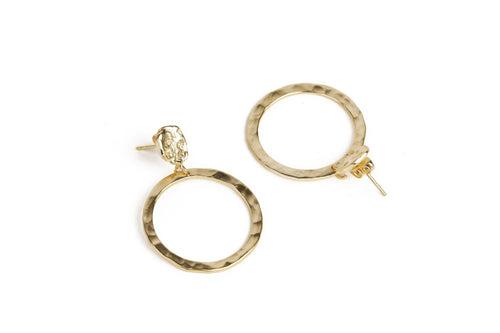 Scintillating Muriel Hammered Hoops Gold Earrings