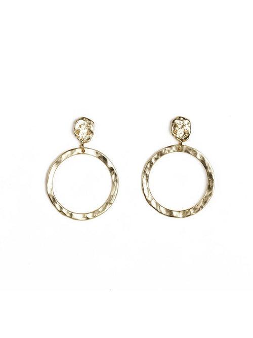 Scintillating Muriel Hammered Hoops Gold Earrings