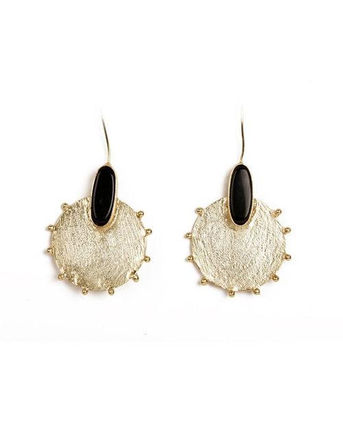 Sleek Black Onyx Gold Statement Earrings