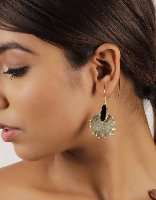 Sleek Black Onyx Gold Statement Earrings