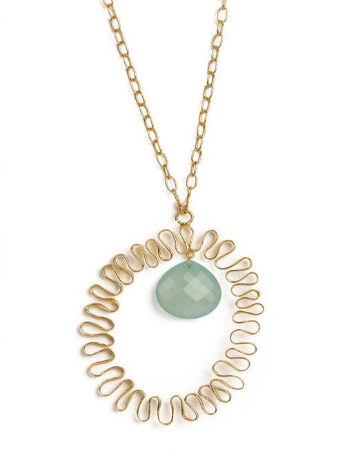 Unique Aquamarine Gold Statement Necklace