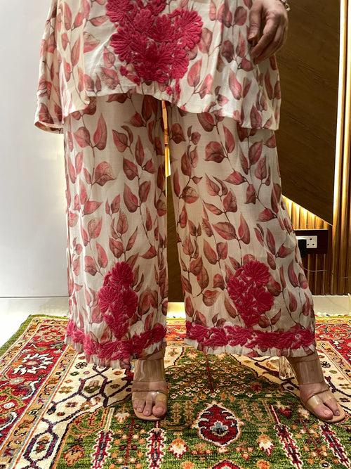 Chikankari Muslin Printed Co-ord Set