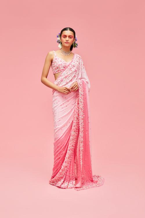 Nishat Bagh Ombré Saree & Embroidered Blouse
