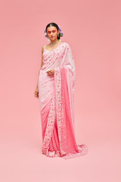 Nishat Bagh Ombré Saree & Embroidered Blouse