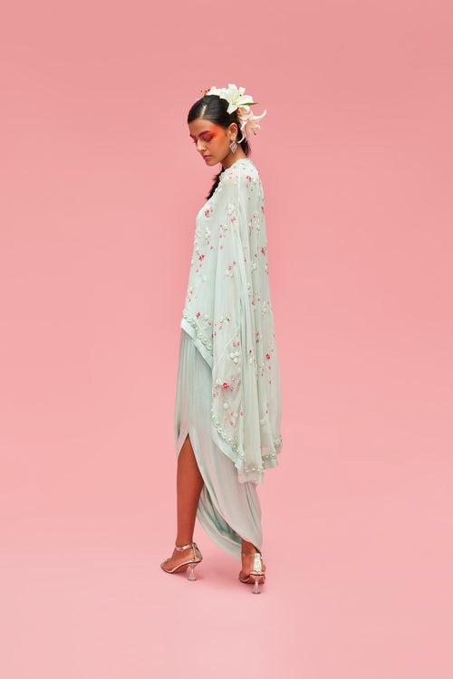 Nishat Bagh Embroidered Cape & Draped Skirt