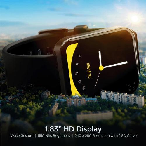 boAt Wave Stride Voice Smartwatch with Bluetooth Calling (46.4mm HD Display, IP68 Water Resistant, Active Black Strap)