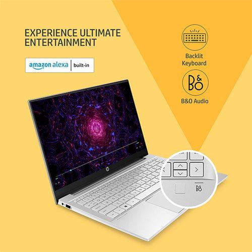 HP Pavilion 14 12th Gen Intel Core i5 16GB SDRAM/512GB SSD 14 inch(35.6cm) IPS Micro-Edge FHD Laptop/Intel UHD Graphics/B&O/Win 11/Alexa Built-in/Backlit KB/FPR/MSO 2021/Natural Silver, 14-dv2014TU