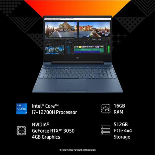 HP Victus 12th Gen Intel Core i7 15.6 inch(39.6 cm) FHD Gaming Laptop (16GB RAM/512GB SSD/RTX 3050 4GB Graphics/144Hz/9ms Response Time/Win 11/MSO/Backlit KB/B&O Audio/HP 15-fa0350TX