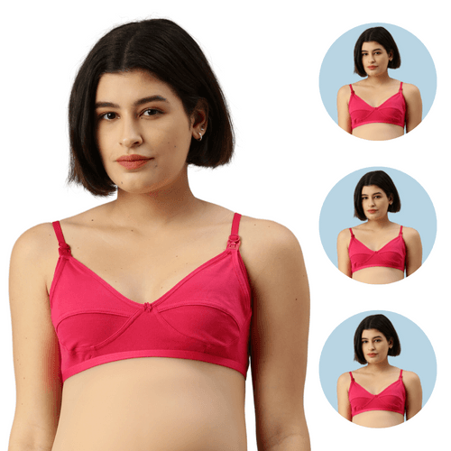 Pack of 3 Nursing Bras-Dark Pink