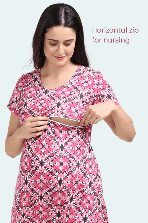 Pink A-Line Feeding Nightgown