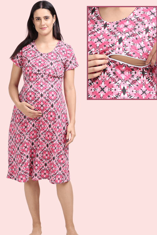 Pink A-Line Feeding Nightgown