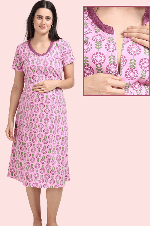 Pink Vertical Feeding Nightgown