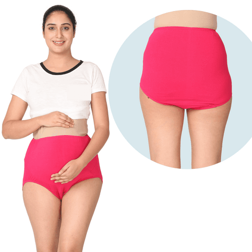 Maternity Belly Panel Panty | Maternity Panty | High Waist Full Coverage | Full Belly Support | Comfy Cotton Pregnancy Underwear | Assorted | Pack Of 3