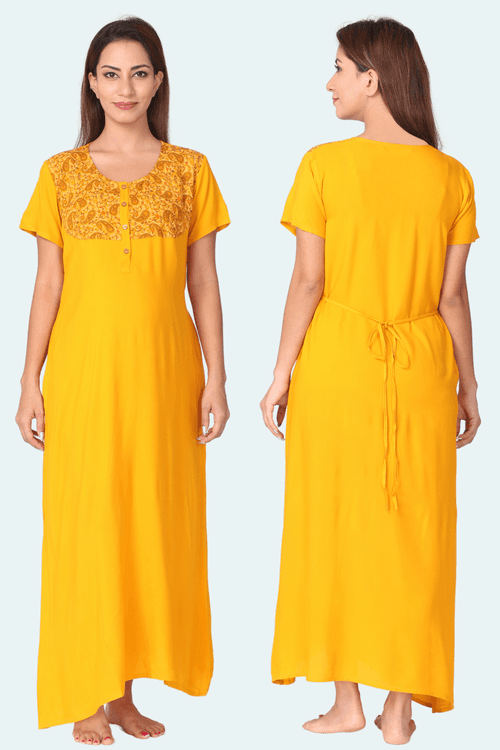 Yellow Paisely Panel Feeding Gown