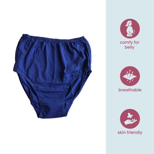 Maternity Belly Panel Panty | Maternity Belly Underwear For Women | High Waist Full Coverage | Full Belly Support | Comfy Cotton Pregnancy Underwear | Royal Blue | Pack Of 1