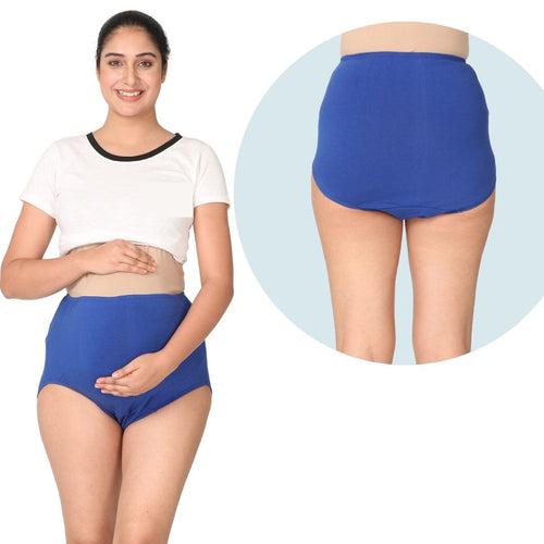 Maternity Belly Panel Panty | Maternity Belly Underwear For Women | High Waist Full Coverage | Full Belly Support | Comfy Cotton Pregnancy Underwear | Royal Blue | Pack Of 1