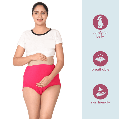 Maternity Belly Panel Panty | Maternity Panty | High Waist Full Coverage | Full Belly Support | Comfy Cotton Pregnancy Underwear | Assorted | Pack Of 3