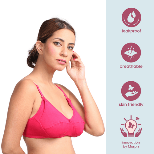 LeakProof Nursing Bra | Drop Cup | Skin Friendly & Non Plastic | Prevents Show Of Milk Stains | Pack Of 3