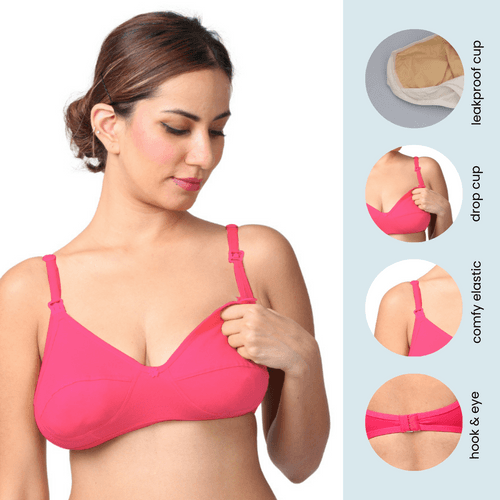 LeakProof Nursing Bra | Drop Cup | Skin Friendly & Non Plastic | Prevents Show Of Milk Stains | Pack Of 3