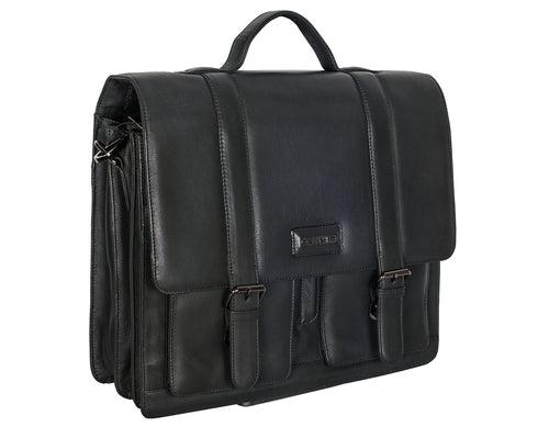 Calfnero Genuine Leather Men's Messenger Bag (272-Black)