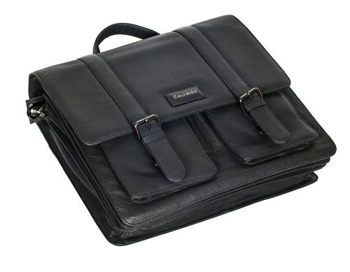 Calfnero Genuine Leather Men's Messenger Bag (272-Black)