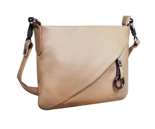 Calfnero Genuine Leather Women's Sling Bag (71002-beige)