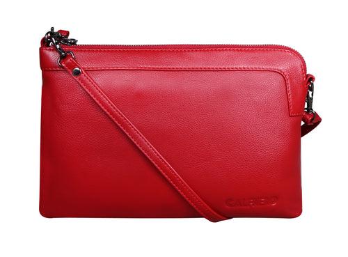 Calfnero Genuine Leather Women's Sling Bag (712660-Red)