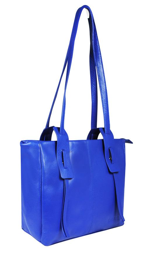 Calfnero Women's Genuine Leather Shoulder Bag (713357-R-Blue)