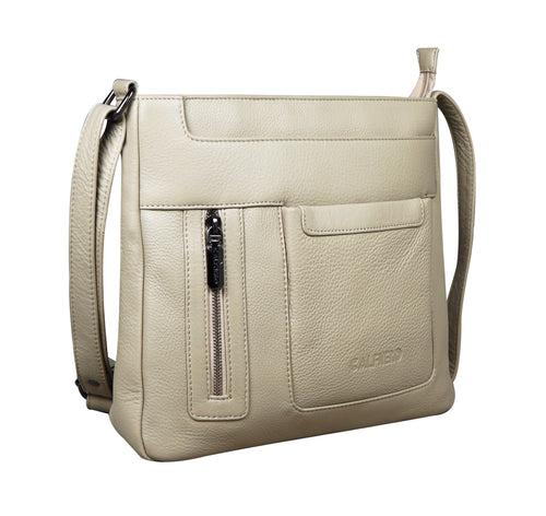 Calfnero Genuine Leather Women's Sling Bag (71686A-Beige)