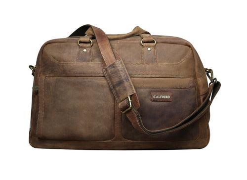 Calfnero Genuine Leather Travel Duffel Bag (8097-Hunter)