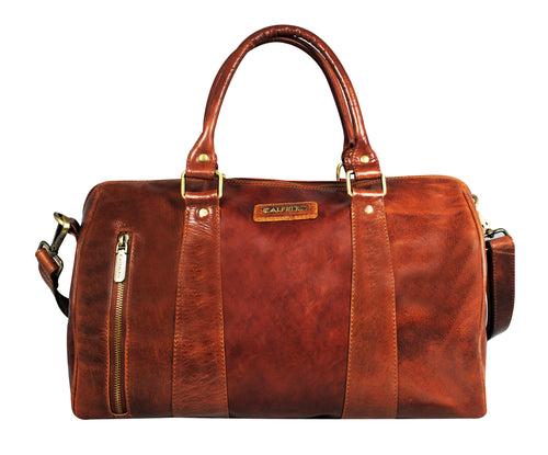 Calfnero Genuine Leather Travel Duffel Bag (9906-Cognac)