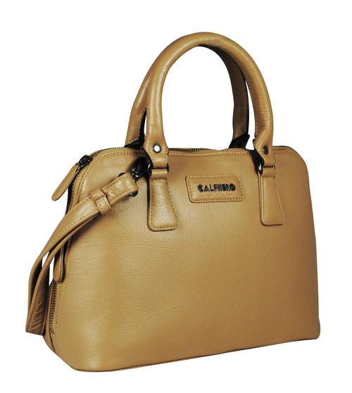 Calfnero Women's Genuine Leather Hand Bag (CON-2-Beige)