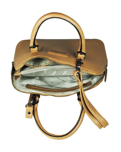 Calfnero Women's Genuine Leather Hand Bag (CON-2-Beige)